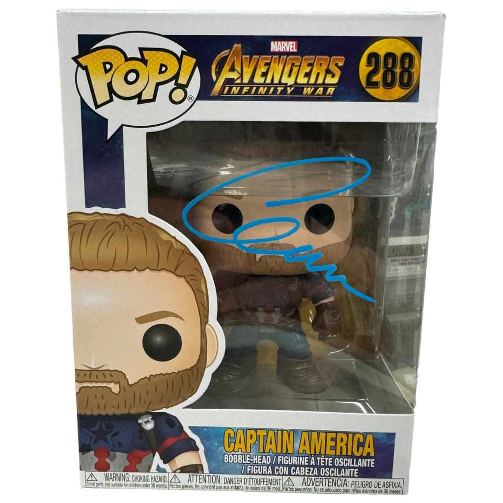 Funko Pop! Marvel Captain America SIGNED Autographed by Chris Evans #288 (SWAU Certified) (Styles and Colors May Vary)