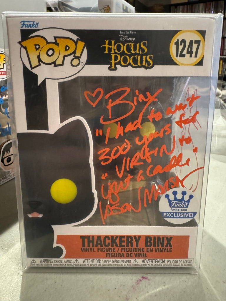 Funko Pop! Hocus Pocus Thackery Binx (Sketched on Side) Signed Autographed By Jason Marsden #1247 (With Quote) (JSA Certified) 