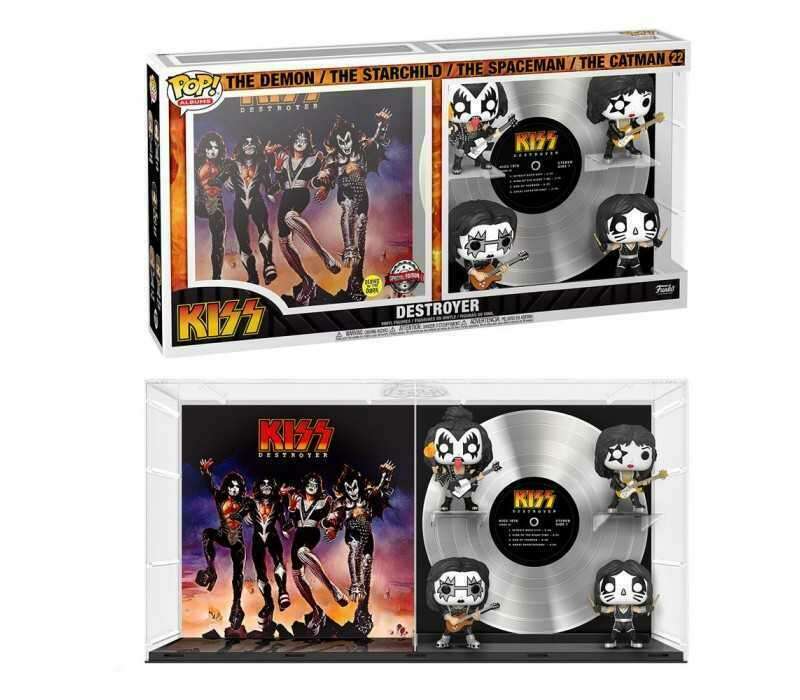 Funko Pop! Albums Kiss Destroyer The Demon/ The Starchild/ The Spaceman/ The Catman Glow Exclusive #22 (Front of Box Ripped)