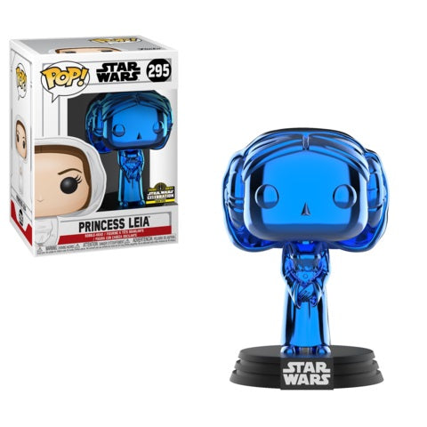 Funko Pop! Star Wars Princess Leia Blue Chrome Star Wars Celebration (Official Sticker) Exclusive #295 (2500 Pcs)