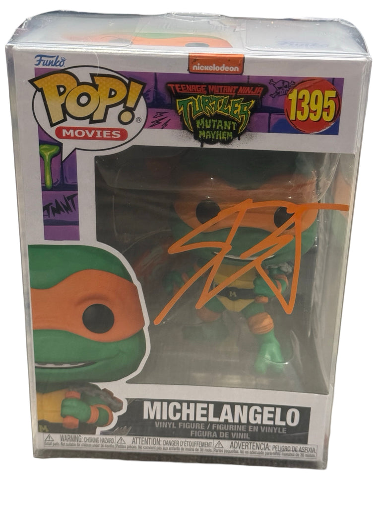 Funko Pop! Shamon Brown Jr. Signed Autographed Michelangelo Teenage Mutant Ninja Turtles (TMNT) Mutant Mayhem #1395  (JSA Certified) (Quotes and Colors May Vary)