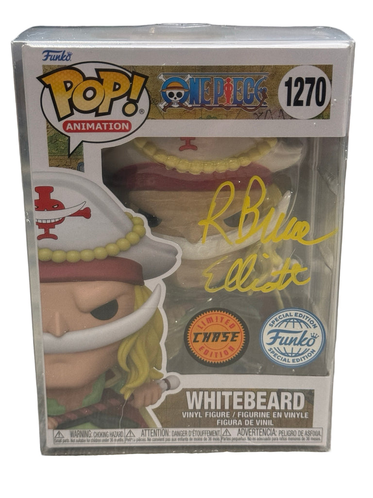 R Bruce Elliot Signed Autographed One Piece WhiteBeard (Chase) Funko Pop #1270 (JSA Certified) (Quotes and Colors May Vary)