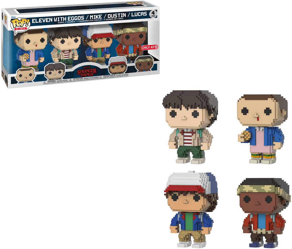 Funko Pop! Stranger Things Eleven with Eggos/ Mike/ Dustin/ Lucas 8 Bit Exclusive 4 Pack