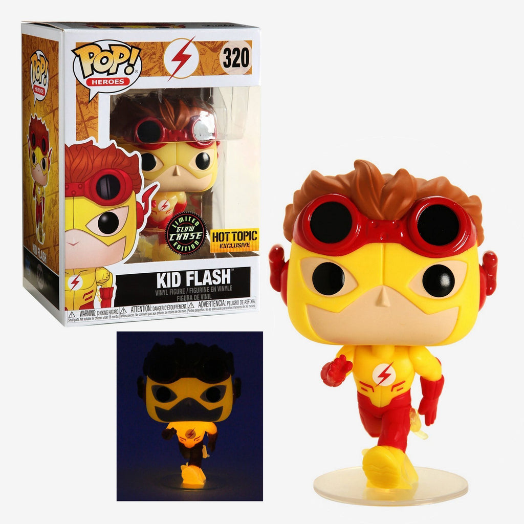 Funko Pop! Dc Heroes Kid Flash Chase Glow in the Dark GID Exclusive #320