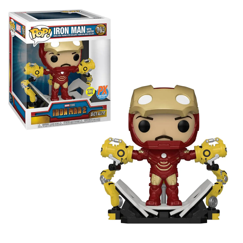 Funko Pop! Deluxe Iron Man 2 Iron Man with Gantry Glow Exclusive #905