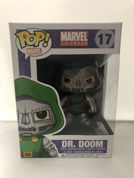 Funko Pop! Marvel Dr. Doom Metallic Exclusive #17 No Sticker *Damaged Box*