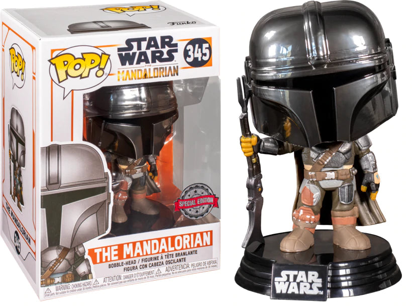 Funko Pop! Star Wars The Mandalorian (Chrome) Exclusive #345 (Special Edition Sticker)